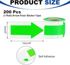Arrow Sticker Tape Labels 4" x 2", 200 Pcs Yellow Green Self Adhesive Arrow Floor Marking Stickers Decals Directional