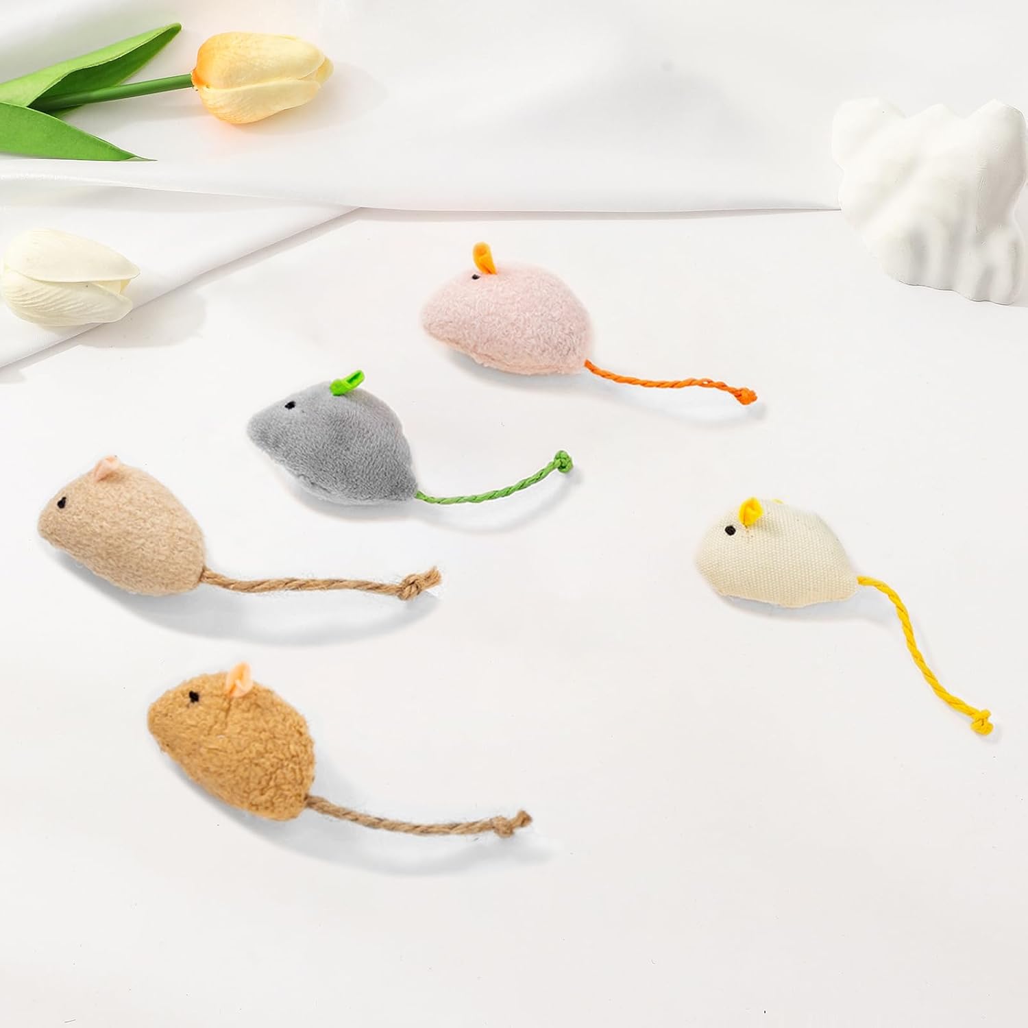 cat Toys 5pcs Mouse Toys, Interactive Catnip Animal Toys for Indoor Kittens to Eliminate Boredom for Bored Indoor