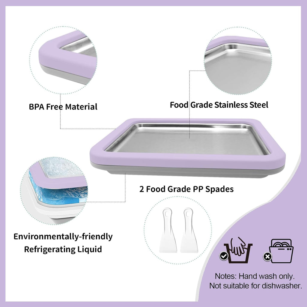 Rolled Ice Cream Maker Instant Ice Cream Maker, Lavender