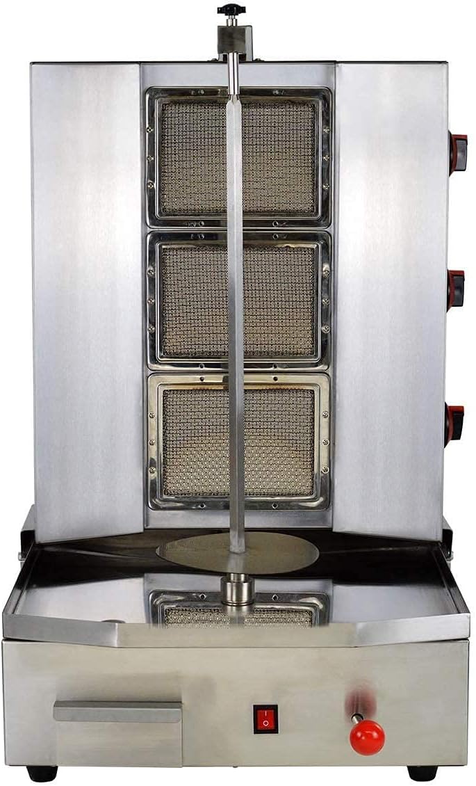 Shawarma Machine with 3 Burners Roaster Kitchen Kebab Grill Propane Gyro Machine Automatic Rotation for Restaurant