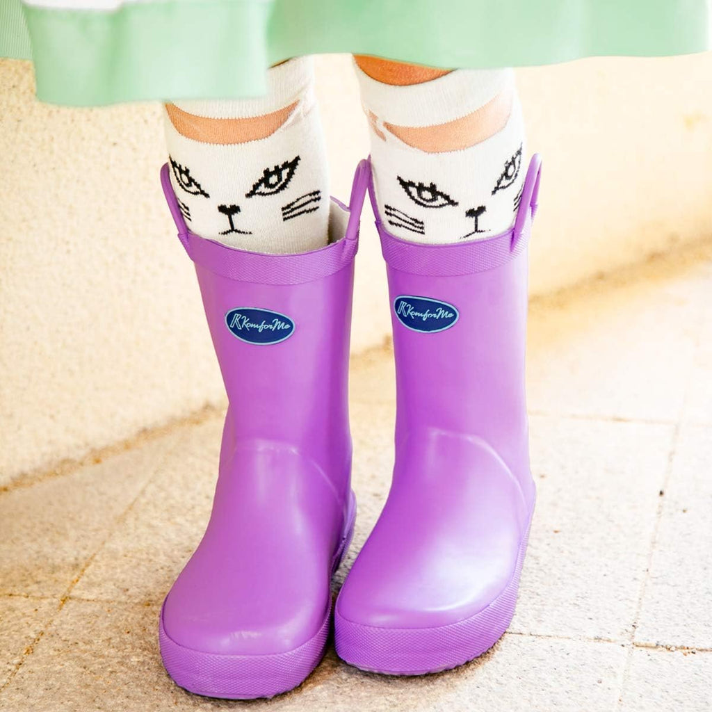 Kids Rain Boots, Waterproof Rubber Boots with Easy-on Handles | Pull on, Slip-resistant, Double Handles