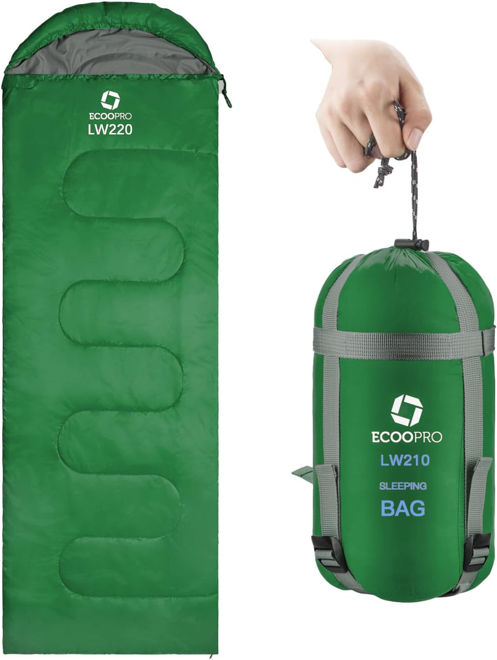 Warm Weather Sleeping Bag - Portable, Waterproof, Compact Lightweight, Comfort with Compression Sack - Great for