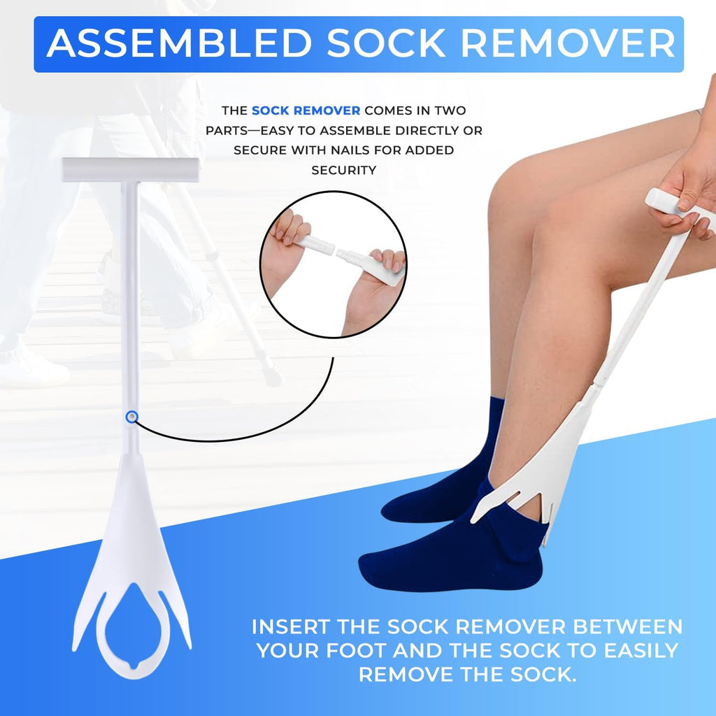 Sock Aid Kit, Premium Sock Puller Aid for Removing Socks or Stockings, with a Super Flexible Sock Aid Device with