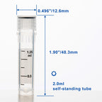 2.0ml Cryovials, Sterilisation, Clear Cryotubes, Case of 2000