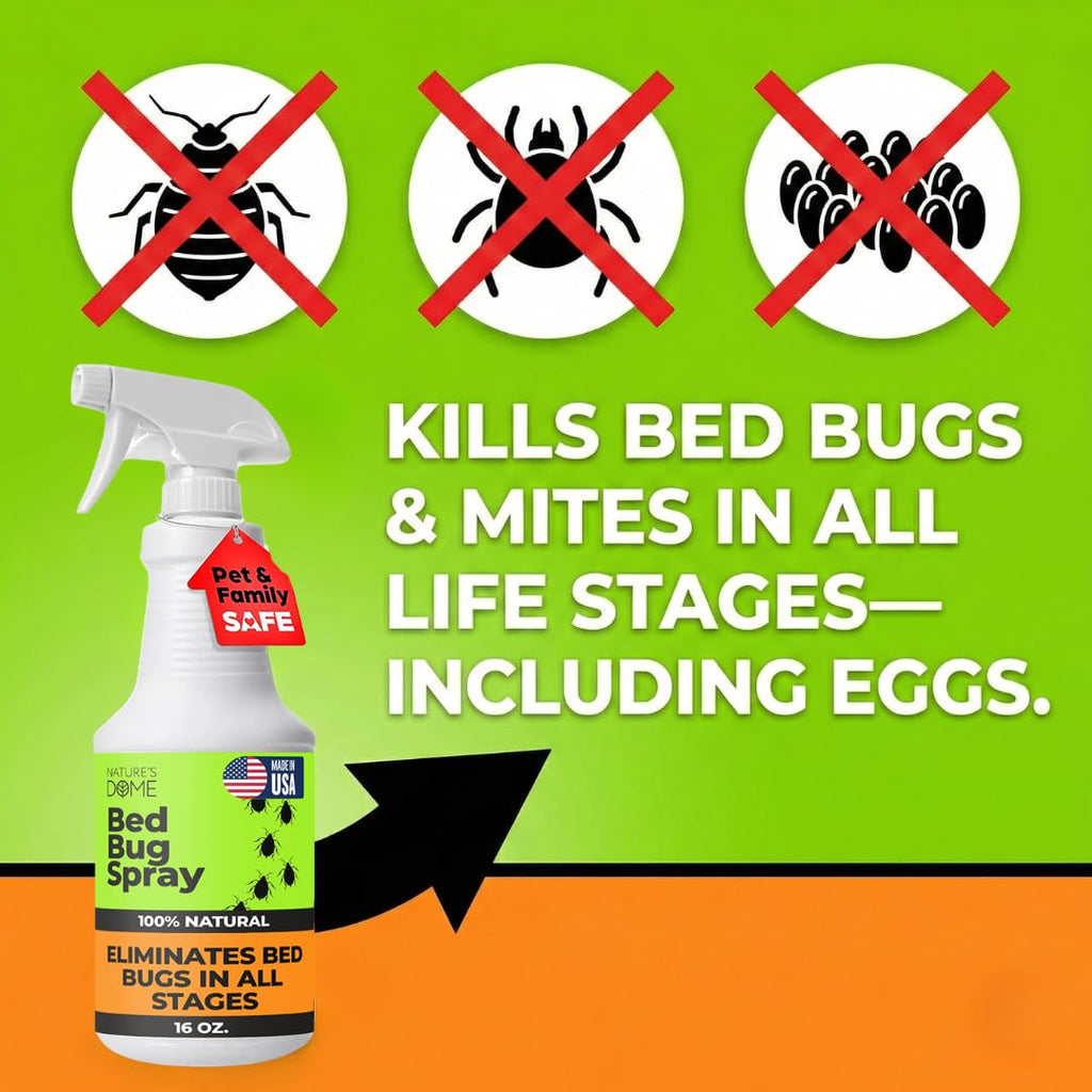 Bed Bug Spray – 16 OZ Natural Bed Bug & Mite Killer for Mattress, Furniture & Bedding – Plant-Based, Dries Clear