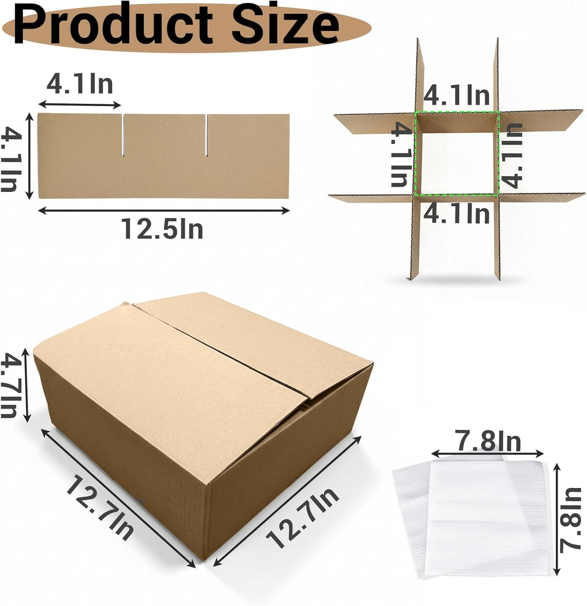 6 Sets Moving Boxes with Divider Kits, 12.7 x 12.7 x 4.7 Inches Kitchen Moving Boxes, Glassware Dish Packing Box