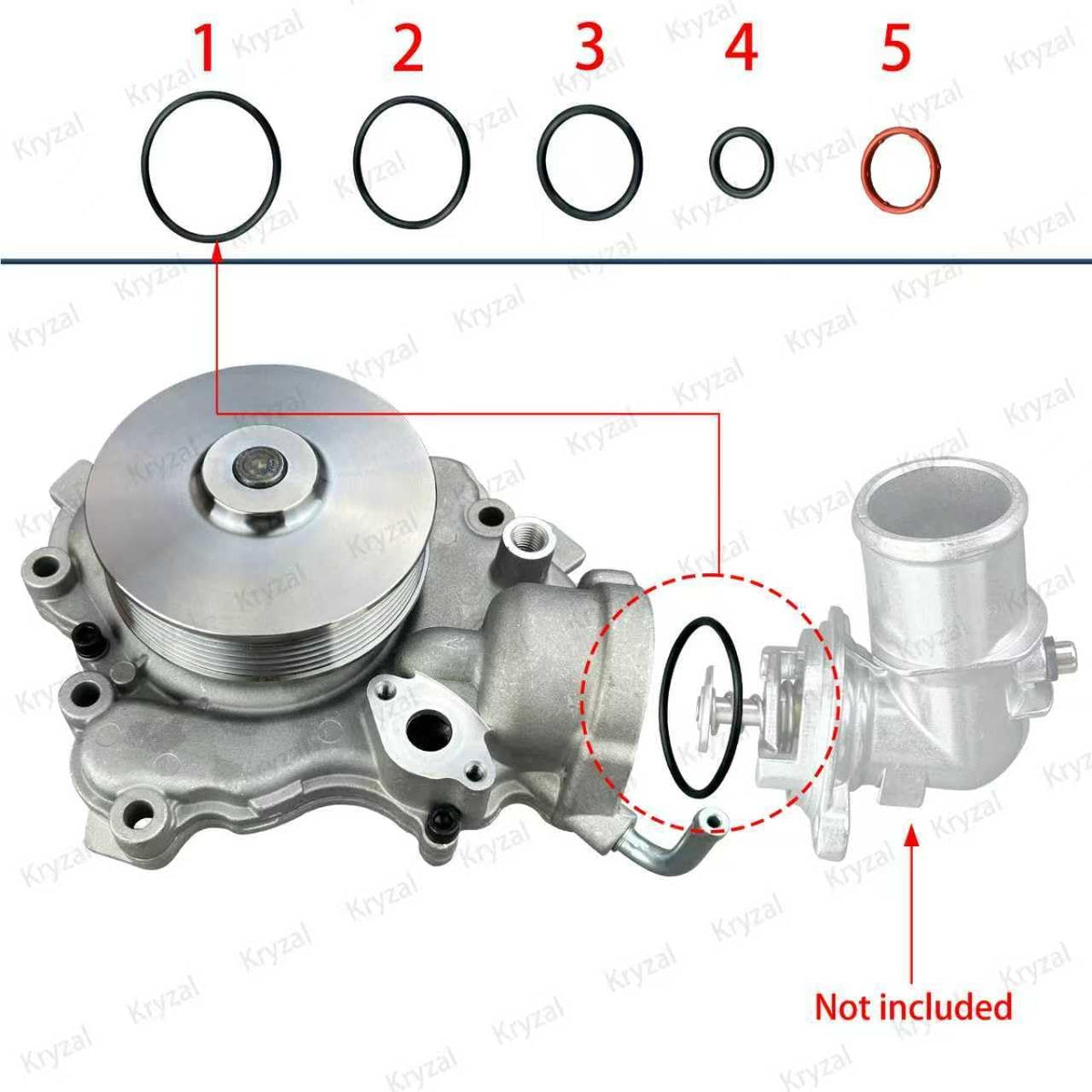 Mopar 68211202AA Water Pump for Ram 1500, Jeep 2014-2019 - Replaces 68211202AB, US8161, 43127BH