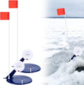 2 Packs Ice Fishing Tip-ups Flag Marker Rod with Portable Pole Flags for Tip-up Anglers Accessory Ice Fishing