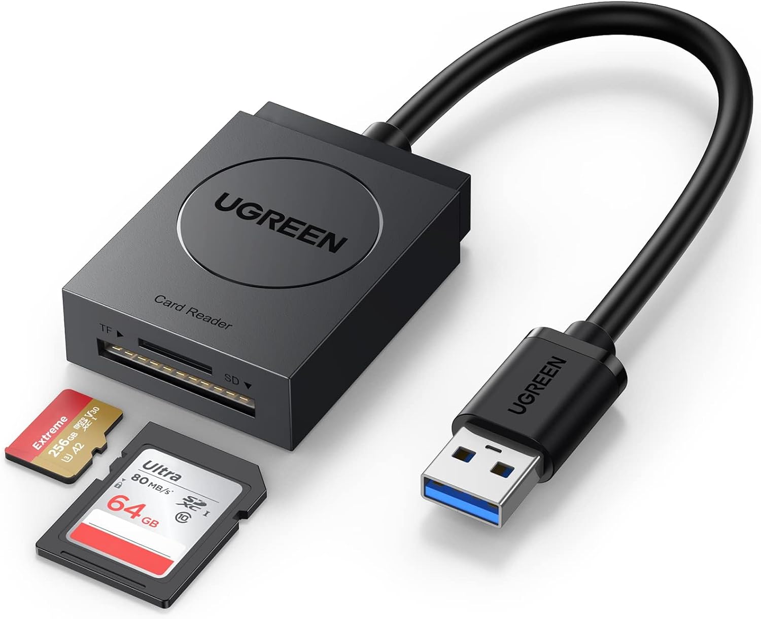 SD Card Reader USB 3.0 | Dual Slot Flash Memory Card Reader TF SD Micro SD for Mac Windows Linux Chrome Read 2 Cards