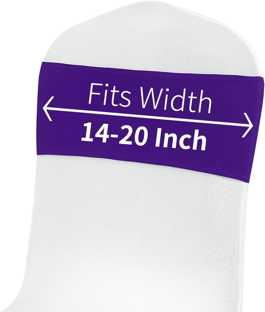 25pcs Purple Spandex Chair Sashes with Buckle Slider for Wedding, Party Decoration