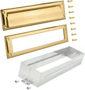 Nuk3y Solid Brass Mail Slot with Sleeve (Polished Brass, 13" x 3.625")