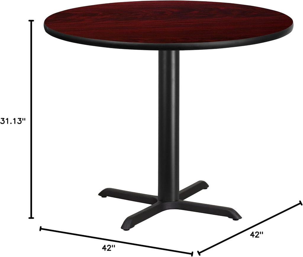 Table and 33x33 X-Base, Mahogany