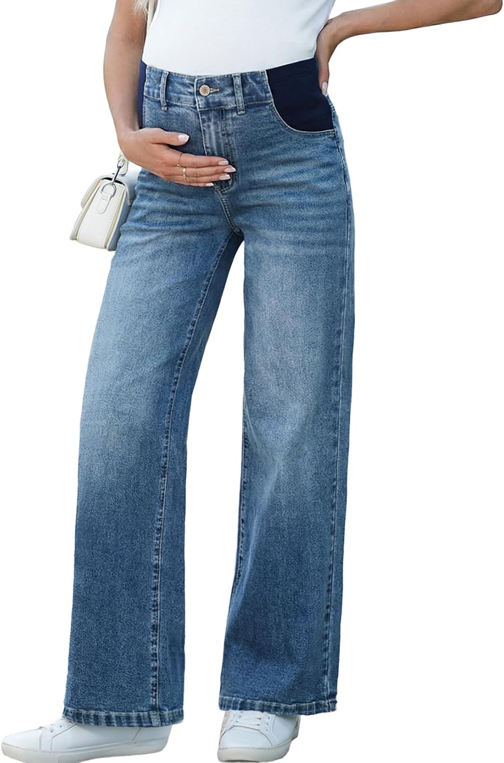 Maternity Jeans for Women Wide Leg Pregnancy Pants
