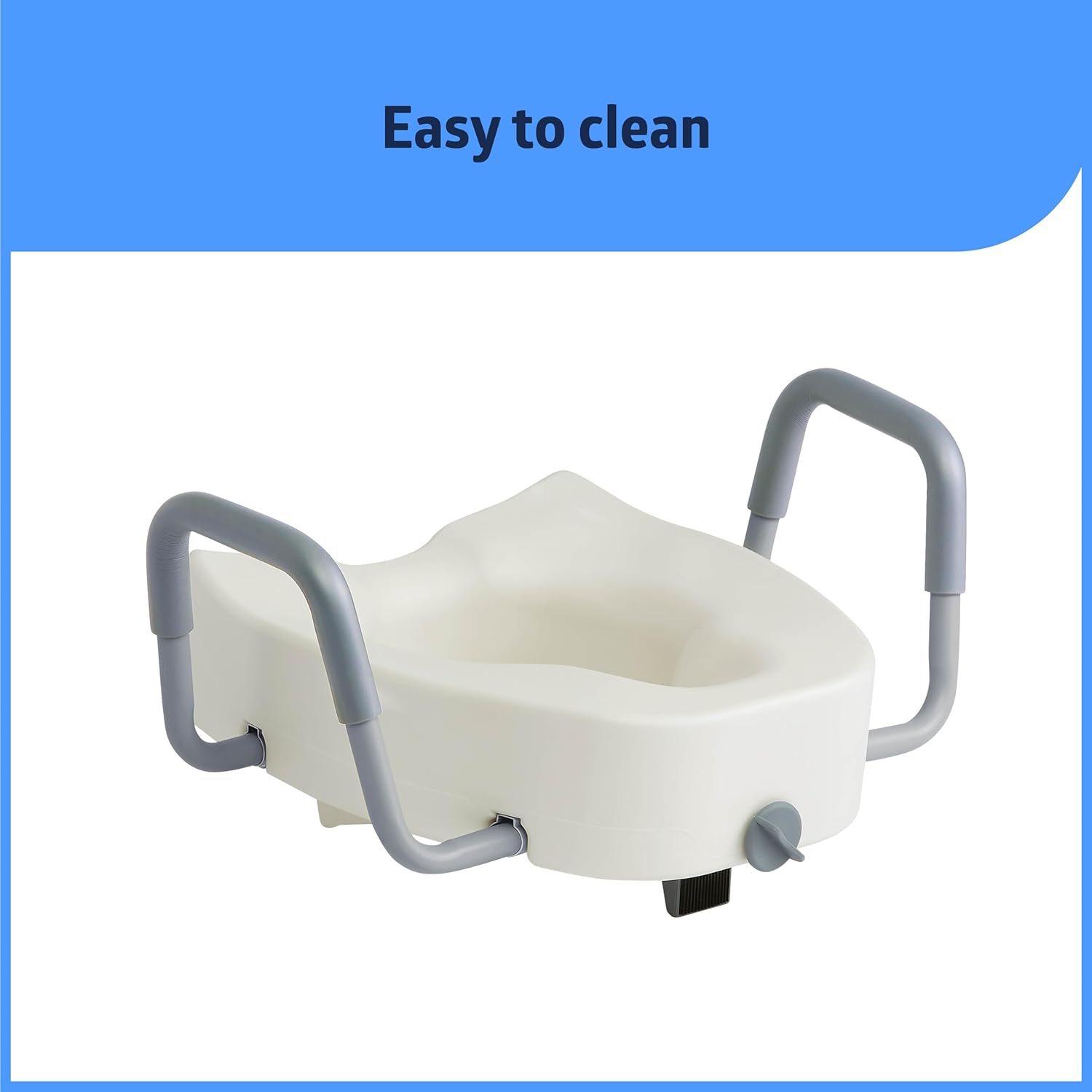 5" Elongated Raised Toilet Seat, with Lock and Removable Padded Arms- A Medical Seat for Seniors, Elderly, Adults, or