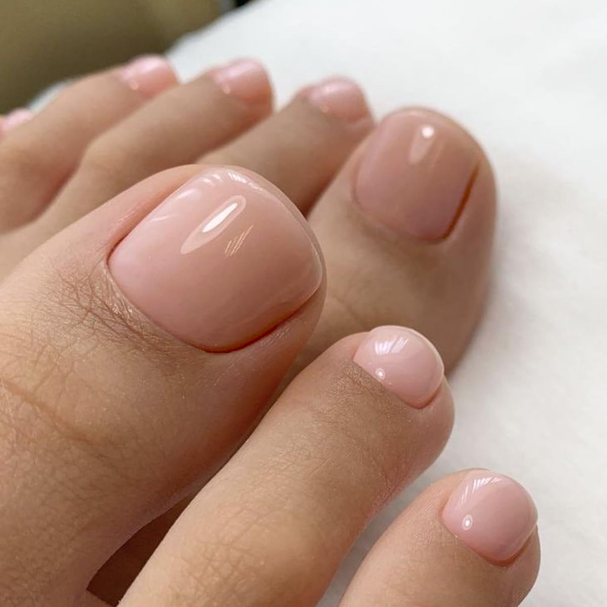 Light Pink Press on Toenails Short, Nude Coral Glue on Toe Nails