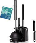 3 in 1 Toilet Brush and Plunger Set with Crevice Cleaning Brush, Toilet Plunger and Brush Set with Extra Long Handle
