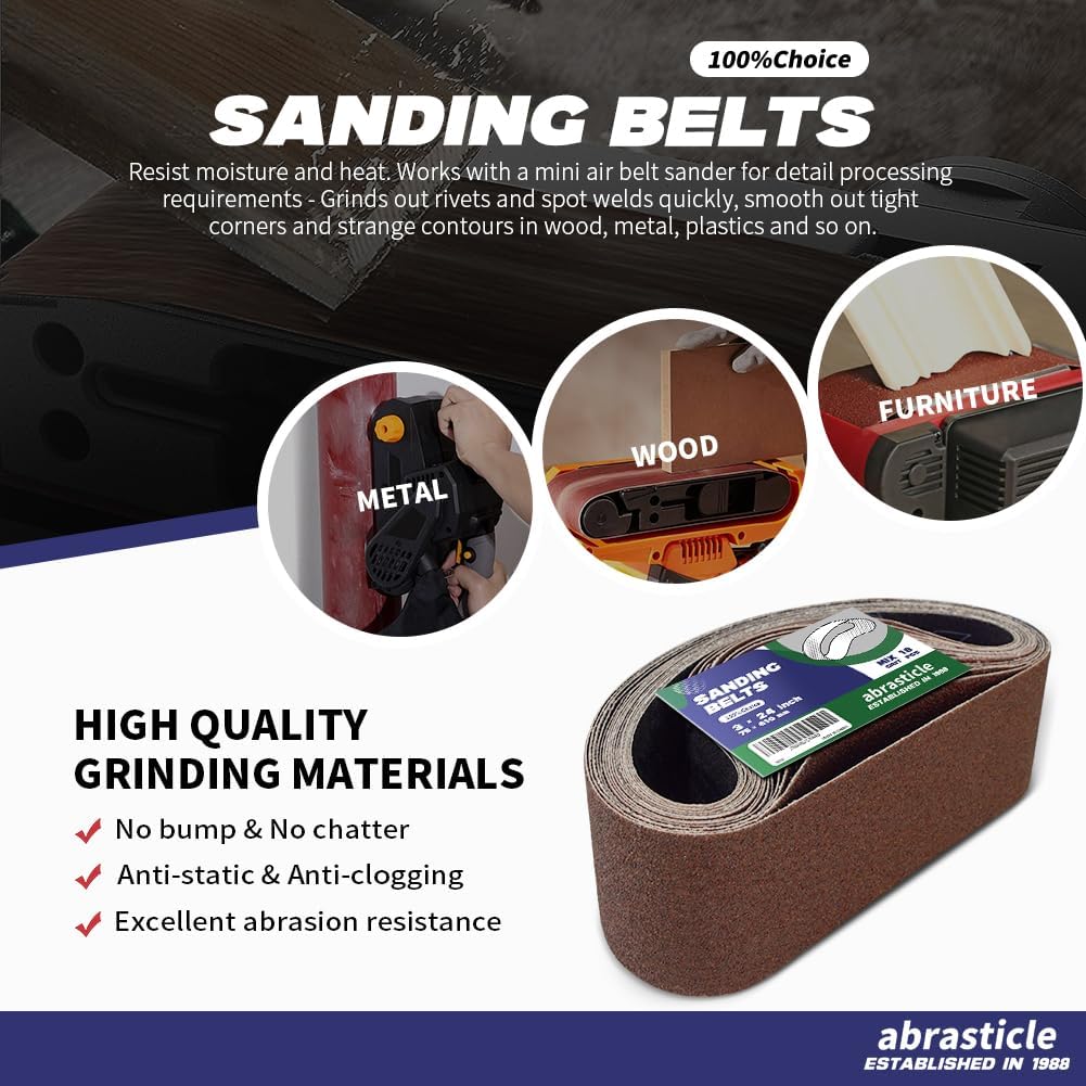 18 Pcs 3 x 24 Inch Assorted Aluminum Oxide Sanding Belt - 60/80/120/150/240/400 Grit