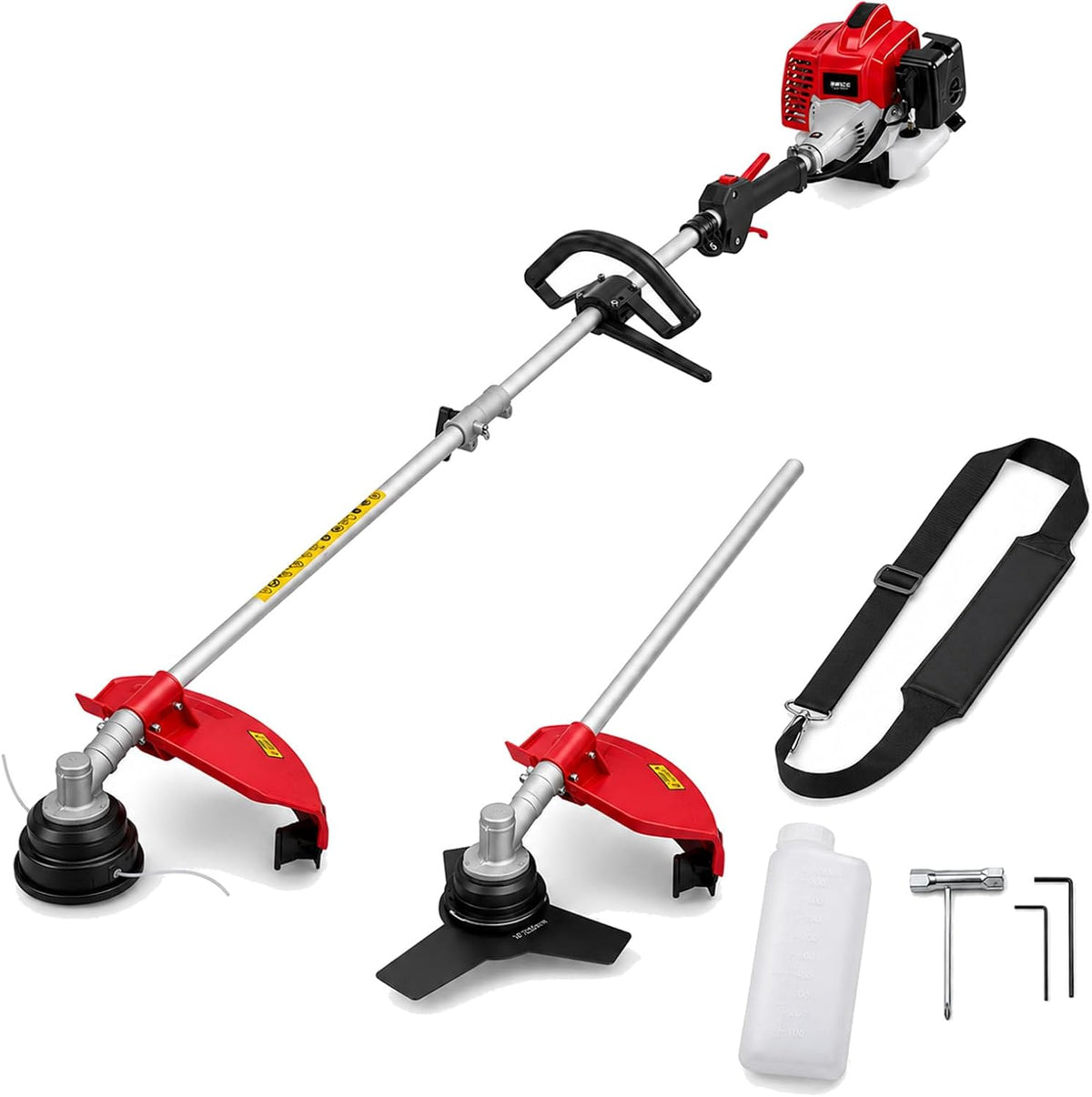 3-in-1 Gas String Trimmer, Edger & Brush Cutter | 26cc 2-Cycle Engine, 16" Cutting Path, 10" Metal Blade, Shoulder