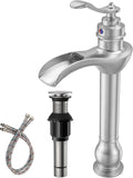 Vessel Sink Faucet Brushed Nickel Tall Waterfall Bathroom Faucet