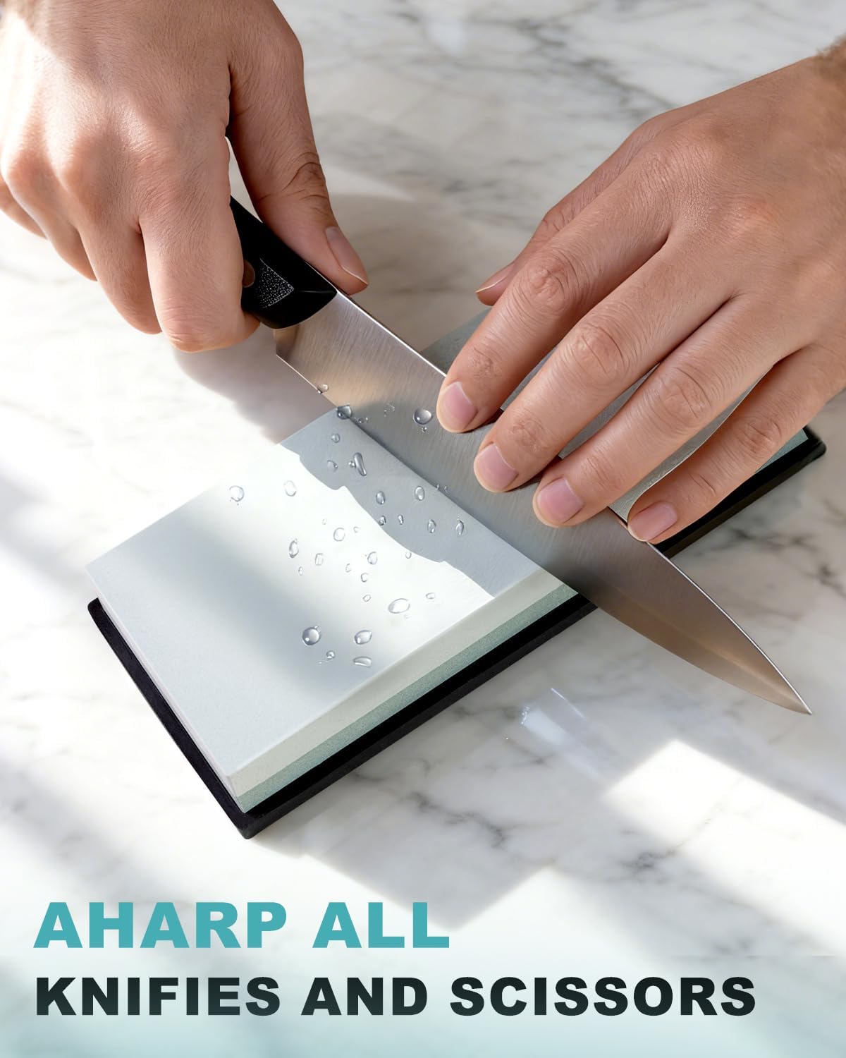Knife Sharpening Stone 2 Side Grit 3000/8000 Whetstone knife Sharpener Stone with Non-Slip Rubber Base, Kitchen