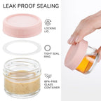 [6 Pack] Salad Dressing Container To Go, 1.7 oz Glass Small Condiment Container with Lids, Dipping Sauce Cups Set