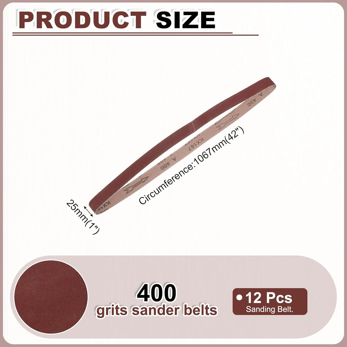 HARFINGTON 1 x 42 Inch Sanding Belts, 12 Pcs 400 Grits Aluminum Oxide