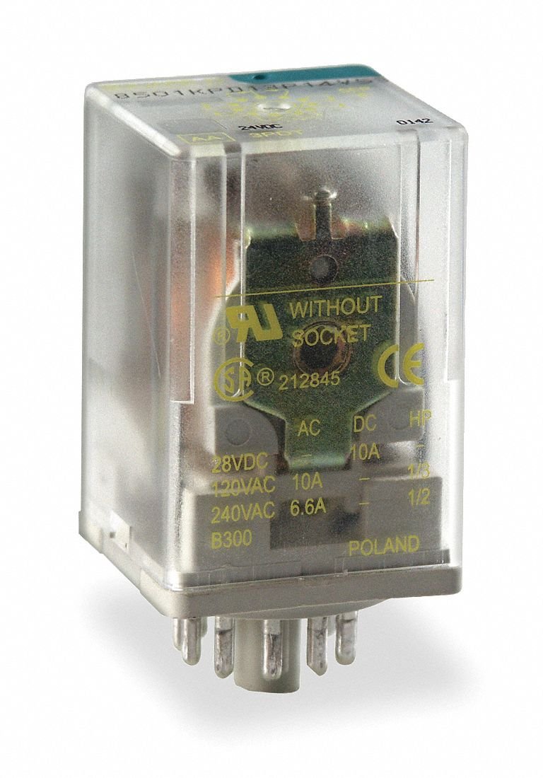 120VAC, 8-Pin Octal Base General Purpose Plug-In Relay; AC Contact Rating: 10A @ 277V