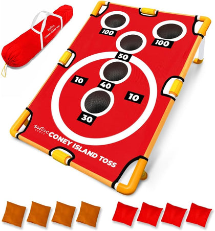 Games - Coney Island Toss - Arcade Style Cornhole Board Set w/Carrying Case & 15+ Games - Corn Hole Games for Adults