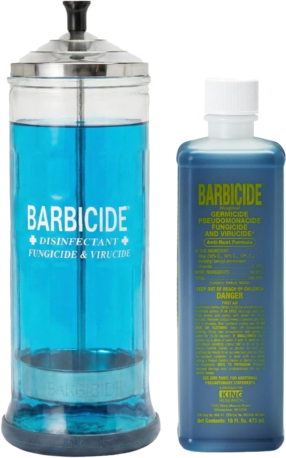 Disinfectant Jar and Concentrate Starter Set (37 Oz Jar +16 Fl Oz)– Professional Salon, Spa & Barber Tool Sanitizing Kit