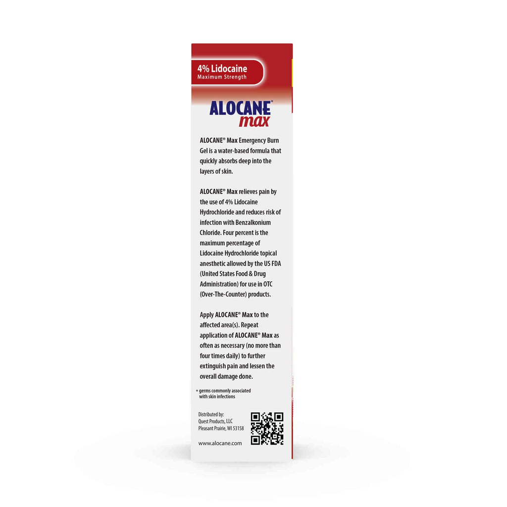 Max Emergency Burn Gel, 4% Lidocaine First Aid Burn Gel, 2.5 Fl Oz
