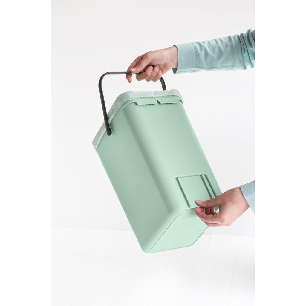 Sort & Go Kitchen Recycling Bin | S / 3.2 Gal / 12L | Jade Green | Removable Stay-Open Lid, Carry Handle | Trash Can