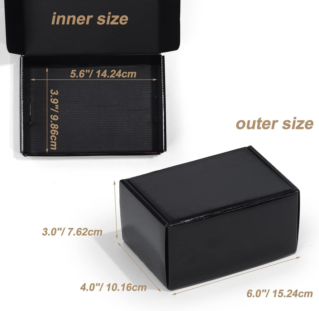 6x4x3 Black Small Shipping Boxes, 20 Packs Corrugated Cardboard Mailer Boxes for Packaging Small Business Mailing