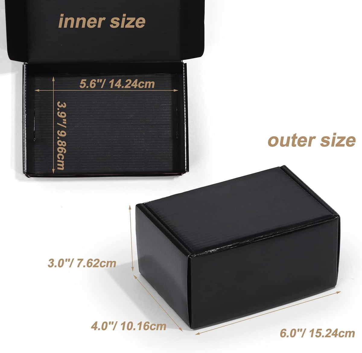 6x4x3 Black Small Shipping Boxes, 20 Packs Corrugated Cardboard Mailer Boxes for Packaging Small Business Mailing