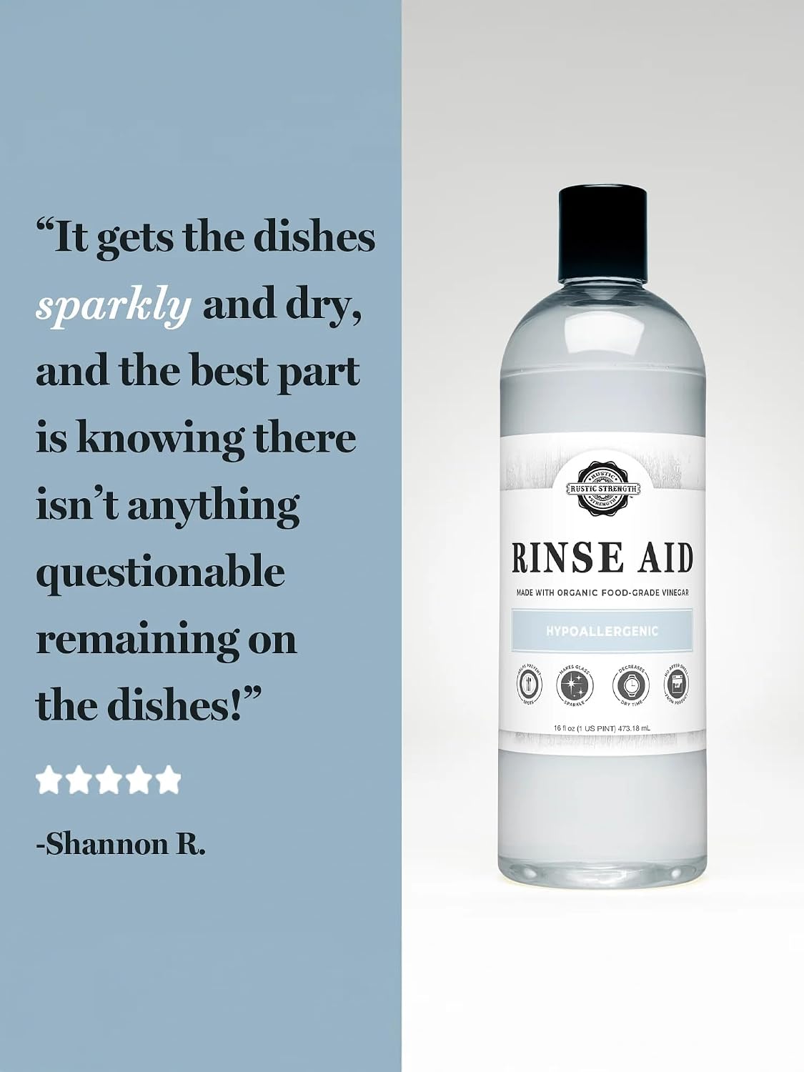 Unscented Rinse Aid for Automatic Dishwashers, 16 oz