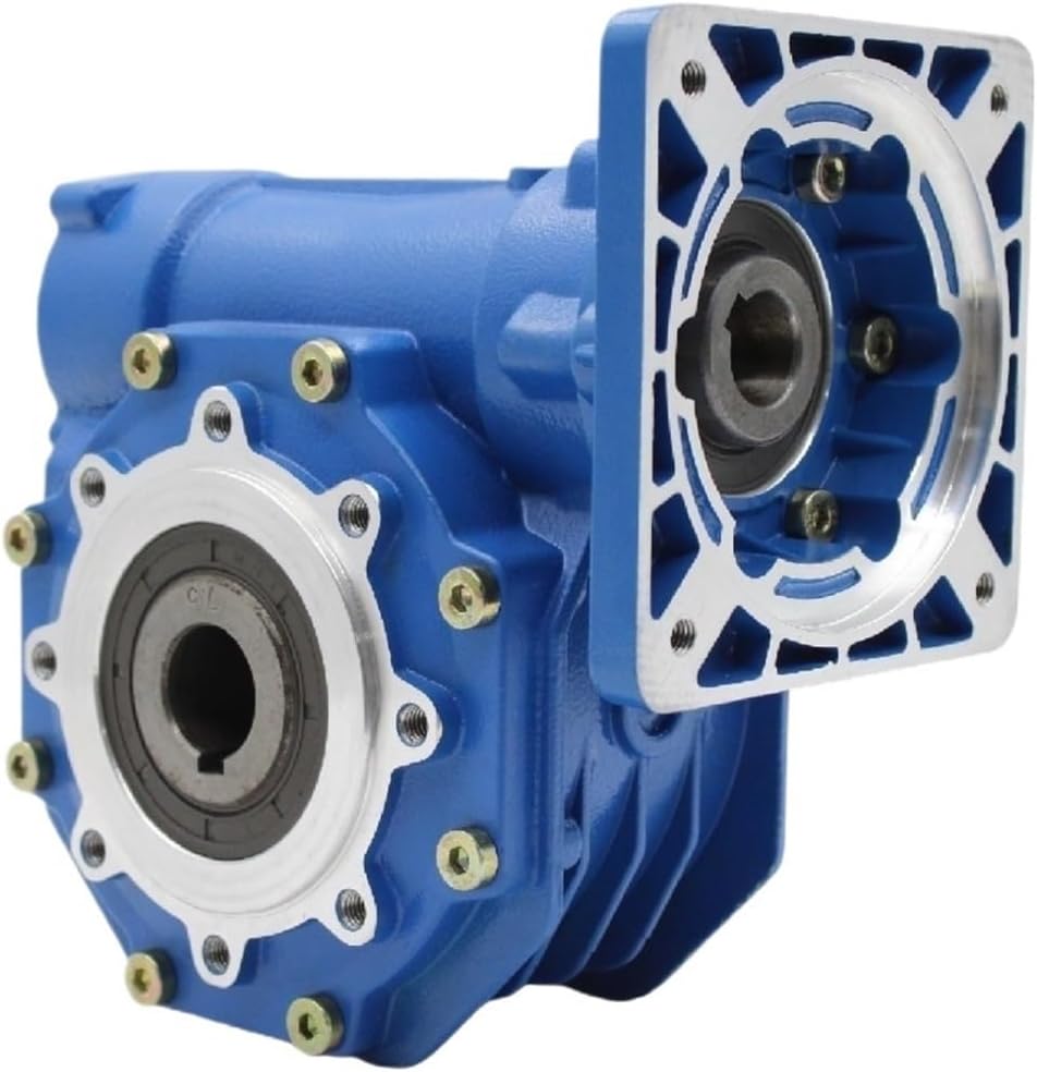 Worm Gear Reducer Worm Gearbox Gear Motor VF075 Input19mm Ratio 5:1/100:1 Tin Worm Gear(Ratio 25 to 1,Input 19 FL-80B14)