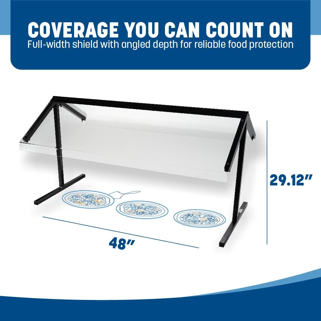 Sneeze Guard with Aluminum Frame for Catering, Buffets, Restaurants, Plastic, 48 X 29.12 X 25.5 Inches, Black