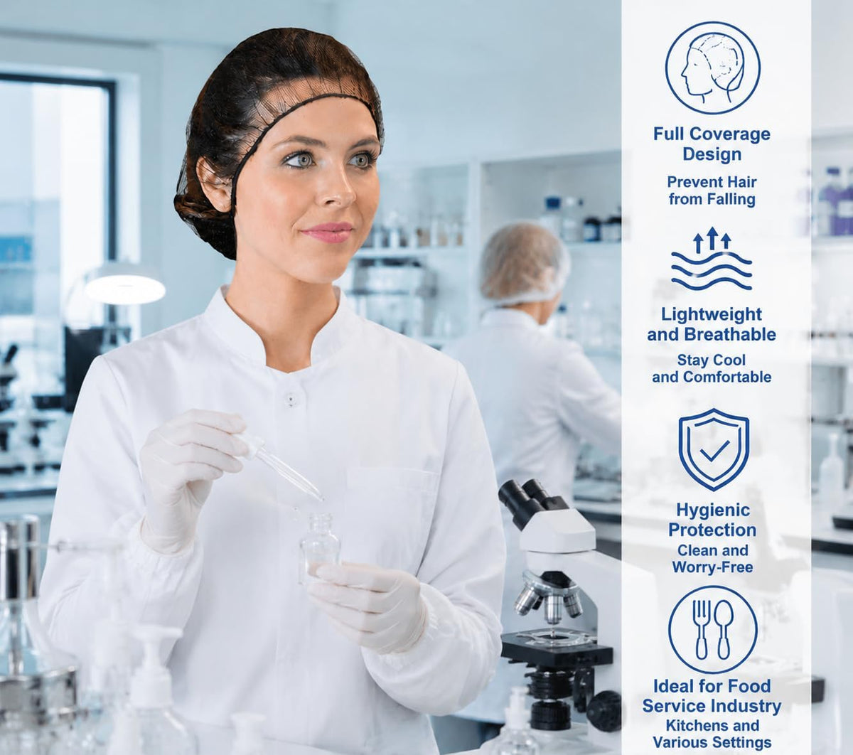 Disposable Hair Nets Food Service Nylon Caps Breathable Honeycomb