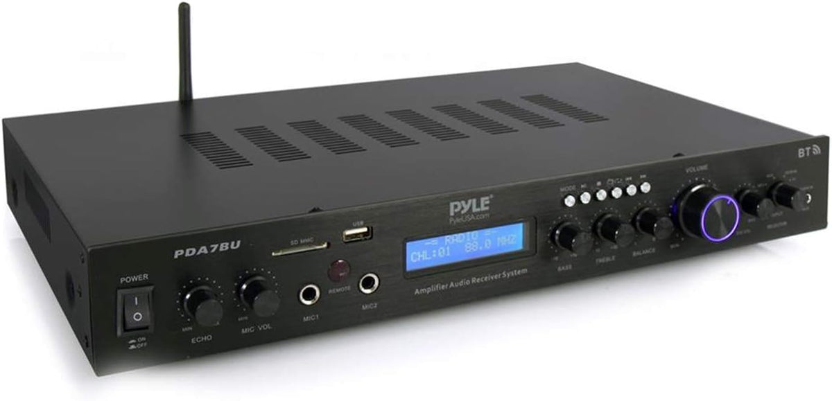 Bluetooth Home Theater Amplifier - 200 Watts into 5 Channels with Subwoofer Out, Easy Karaoke - Dual Mic, Wireless