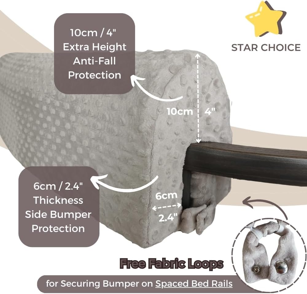 Toddlers' Bed Rail Bumpers Protecter - Children's Bed Guardrail Padding - Anti-Collision | Increased Height | Fall