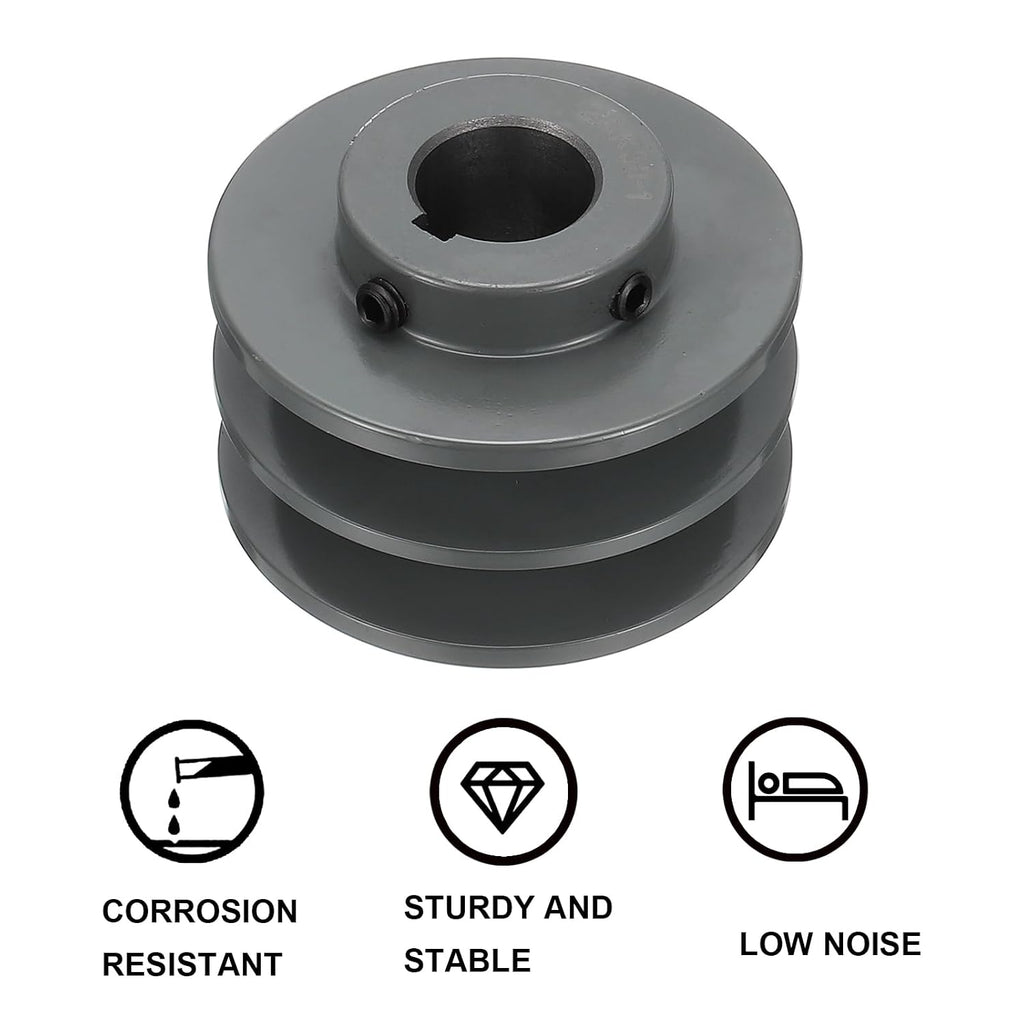 uxcell 2AK30-1 V-Belt Sheave 1" Bore, 3.05" OD, Double Groove Web Sheave