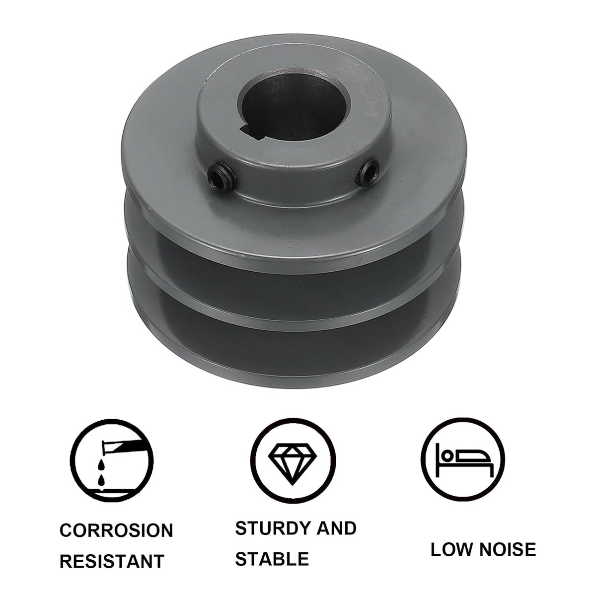 uxcell 2AK30-1 V-Belt Sheave 1" Bore, 3.05" OD, Double Groove Web Sheave