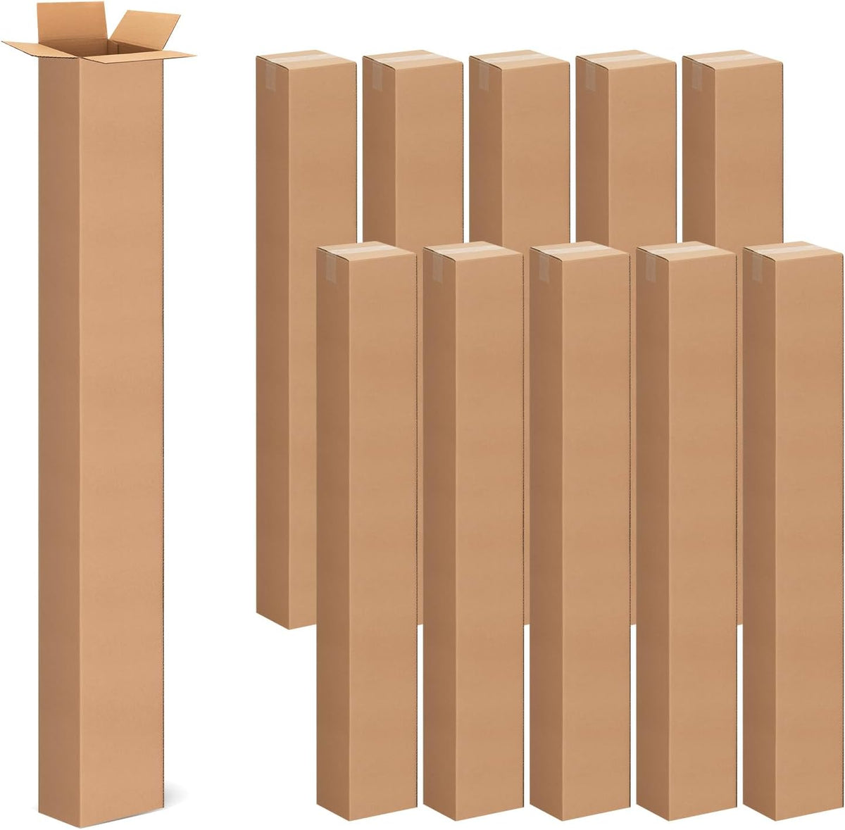 4x4x40 Inch Tall Corrugated Cardboard Boxes, 10 Pack