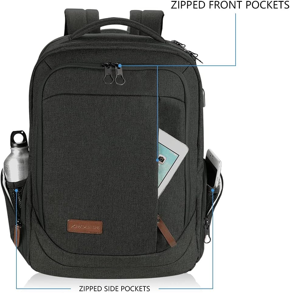 Laptop Backpack Large Computer Backpack Fits up to 17.3 Inch Laptop with USB Charging Port Water-Repellent Travel