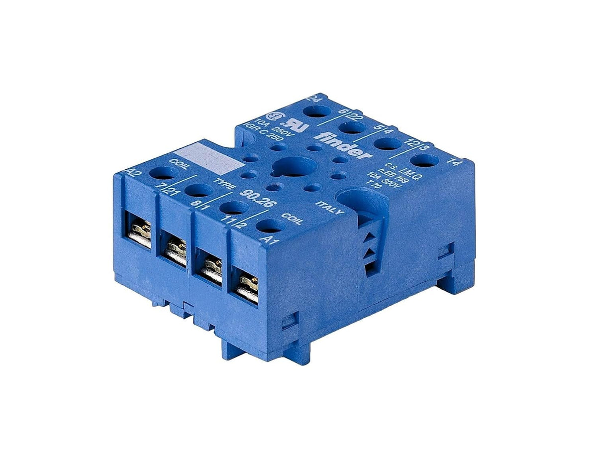 Finder 90.26 Relay Socket 10 Amp 250 Volt Panel/35 mm Rail Mount