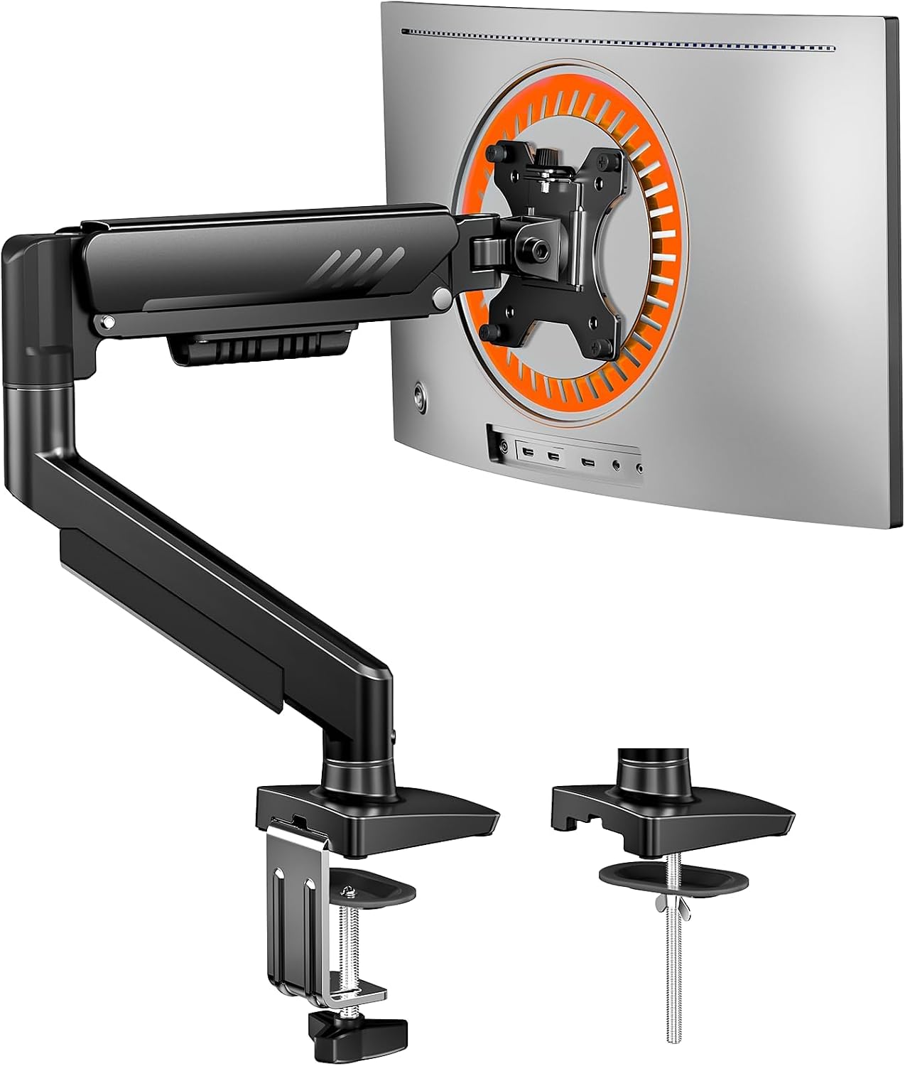 Single Monitor Arm, Fully Adjustable Monitor Mount for 13–34 Inch Screens, Fast Install Computer Monitor Stand with