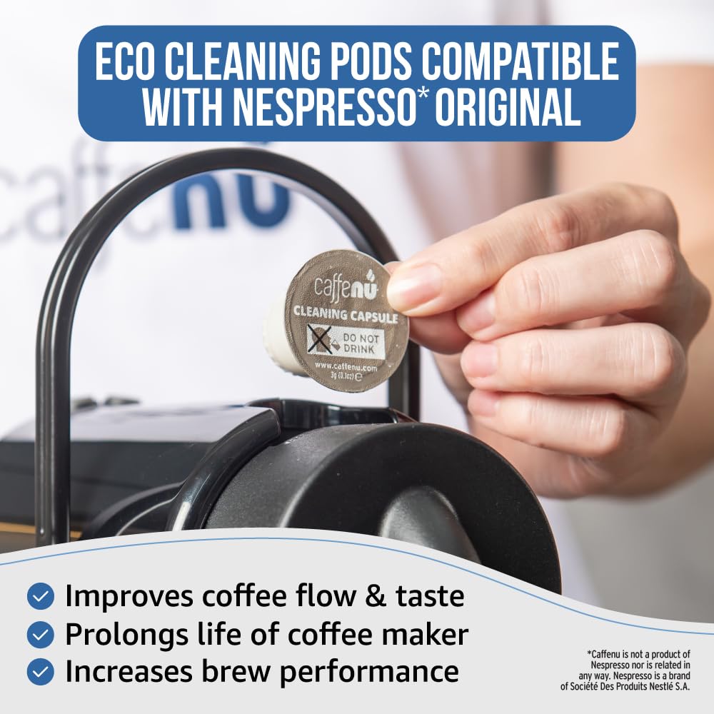Caffenu Nespresso Original Line Compatible Eco Cleaning Pods, 5 Capsules