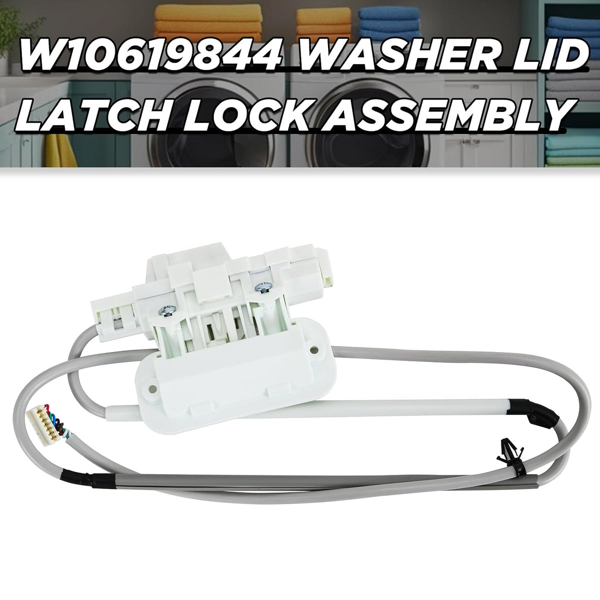 W10619844 Washer Lid Lock Latch Assembly Compatible with Whirlpool, Maytag, Kenmore Replacement Parts WTW7040DW0 W10059230 WPW10619844