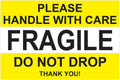 Fragile Please Handle with Care Do Not Drop Label Stickers 2" x 3" Waterproof, Bright Yellow - 500 Stickers (Fragile