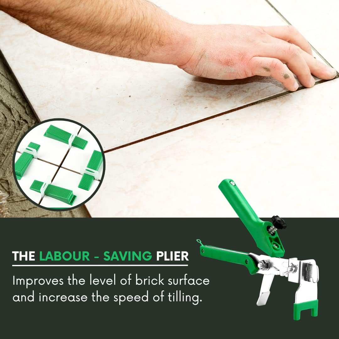 Tile Leveling System with 1 Plier, 300 Wedges, 300 1/16" Clips - Tile Spacer Leveling System Kit for Perfect Tile