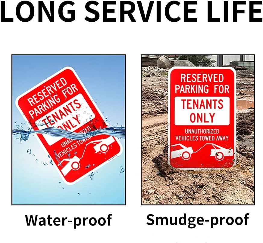Large Reserved Parking Sign, Tenants Parking Only Sign, 18"x 12" .040 Rust Free Aluminum – Reflective, UV Protected